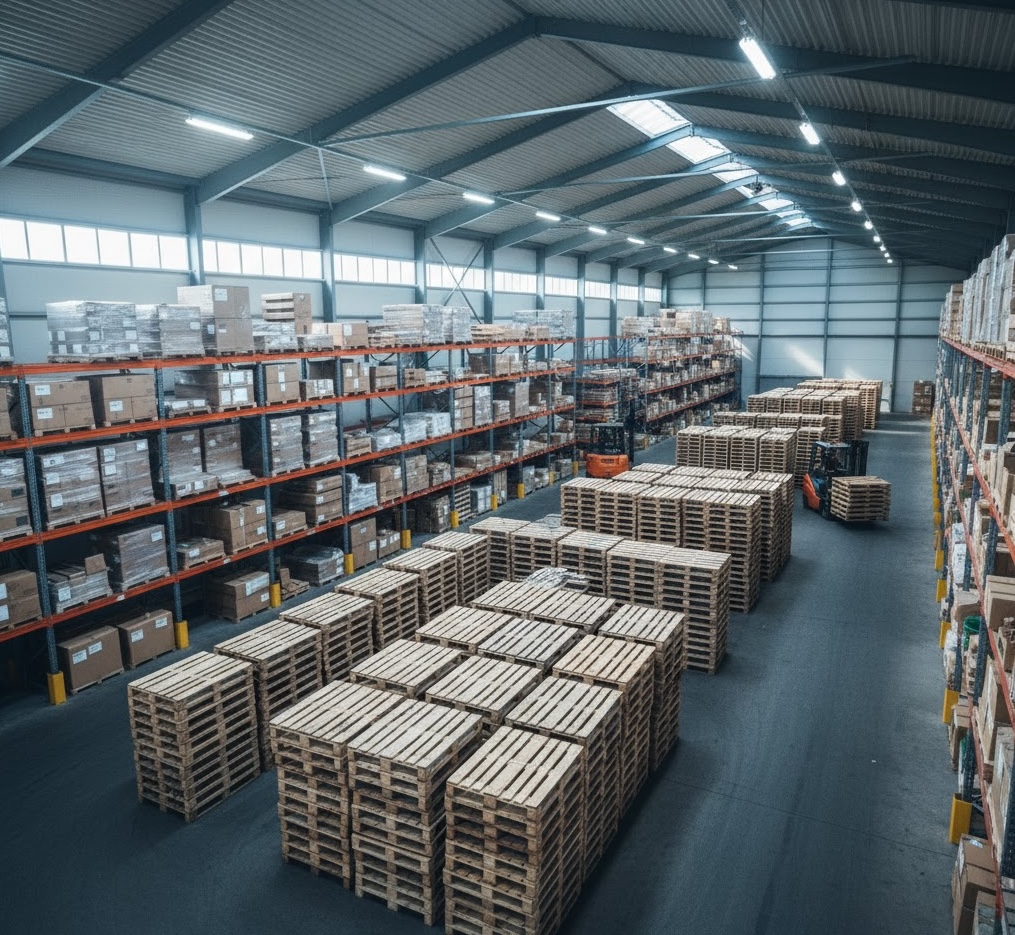 Eco-friendly pallet recycling and reprocessing facility